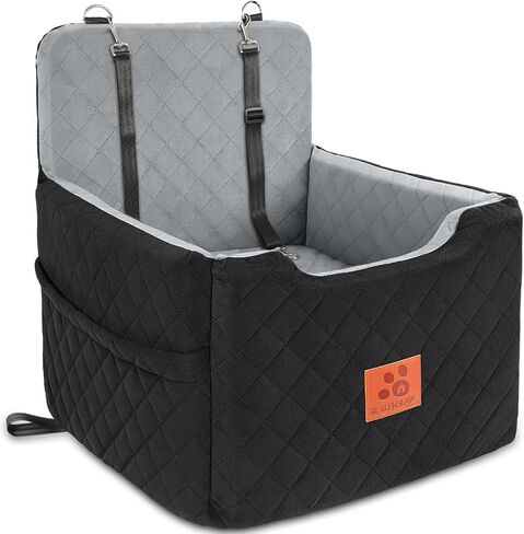 Dog Car Seat for Small/Medium Dogs Under 35lbs,Memory Foam Dog Booster Seats,Detachable and Washable Traval Pet Car Seat, Dogs Bed with 2 Safety Belts(Balck/Grey) in Saudi Arabia