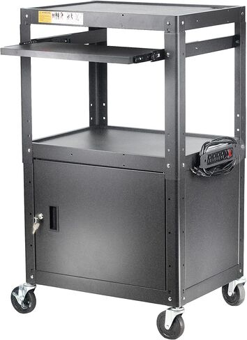 CART AV AV Steel على عجلات - عربة العرض المتداول مع الرف القابل للتعديل ، صينية لوحة المفاتيح السحب ، شريط الطاقة ، إدارة الحبل - وسائل الإعلام المحمولة محطة عمل الكمبيوتر لفصول المكاتب in Saudi Arabia