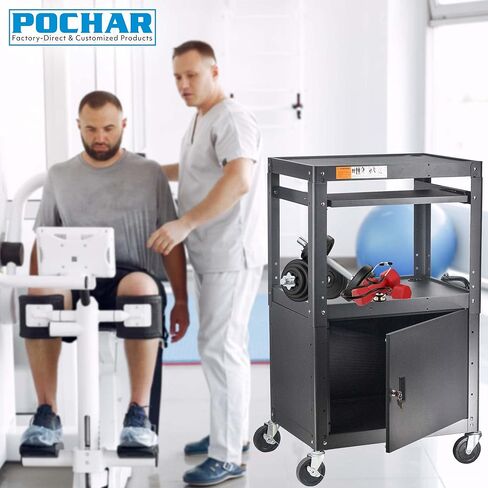 CART AV AV Steel على عجلات - عربة العرض المتداول مع الرف القابل للتعديل ، صينية لوحة المفاتيح السحب ، شريط الطاقة ، إدارة الحبل - وسائل الإعلام المحمولة محطة عمل الكمبيوتر لفصول المكاتب in Saudi Arabia