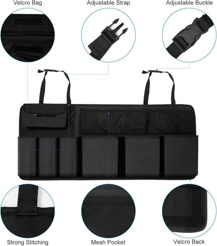 منظم صندوق السيارة، منظم تخزين السيارة مع مقصورات للأحذية، منظم متعدد الأقسام قابل للطي للسيارة، سيارات الدفع الرباعي، السيدان، الشاحنة، مع حقيبة مقاومة للماء مجانًا، مقبض من الألومنيوم in Kuwait