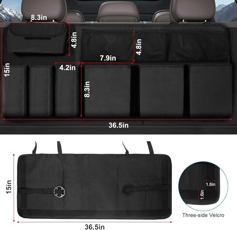 منظم صندوق السيارة، منظم تخزين السيارة مع مقصورات للأحذية، منظم متعدد الأقسام قابل للطي للسيارة، سيارات الدفع الرباعي، السيدان، الشاحنة، مع حقيبة مقاومة للماء مجانًا، مقبض من الألومنيوم in Kuwait