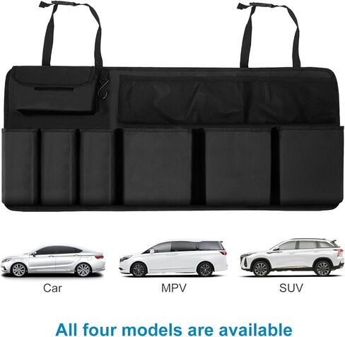 منظم صندوق السيارة، منظم تخزين السيارة مع مقصورات للأحذية، منظم متعدد الأقسام قابل للطي للسيارة، سيارات الدفع الرباعي، السيدان، الشاحنة، مع حقيبة مقاومة للماء مجانًا، مقبض من الألومنيوم in Kuwait