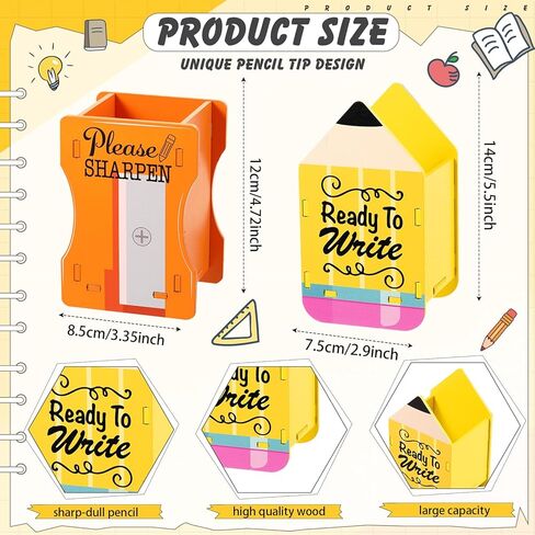 2 Pcs Pencil Shaped Pencil Holder Sharp and Dull Pencil Holder Wooden Pencil Dispenser Pencil Storage Organizer for Back to School Teachers Classroom Management Organization in Kuwait