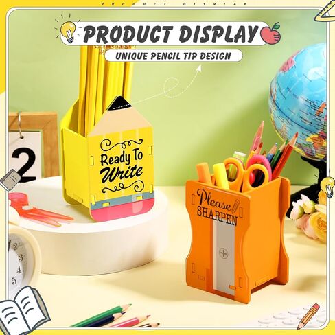 2 Pcs Pencil Shaped Pencil Holder Sharp and Dull Pencil Holder Wooden Pencil Dispenser Pencil Storage Organizer for Back to School Teachers Classroom Management Organization in Kuwait
