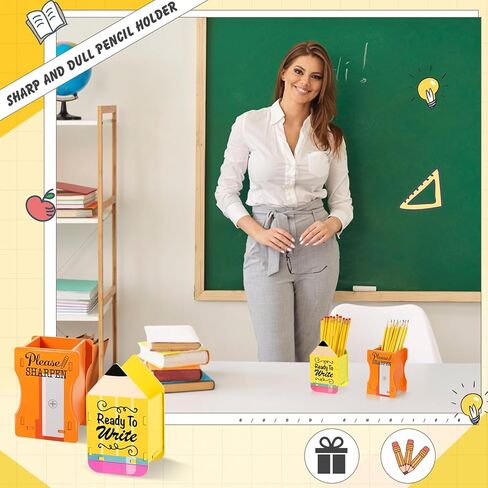 2 Pcs Pencil Shaped Pencil Holder Sharp and Dull Pencil Holder Wooden Pencil Dispenser Pencil Storage Organizer for Back to School Teachers Classroom Management Organization in Kuwait