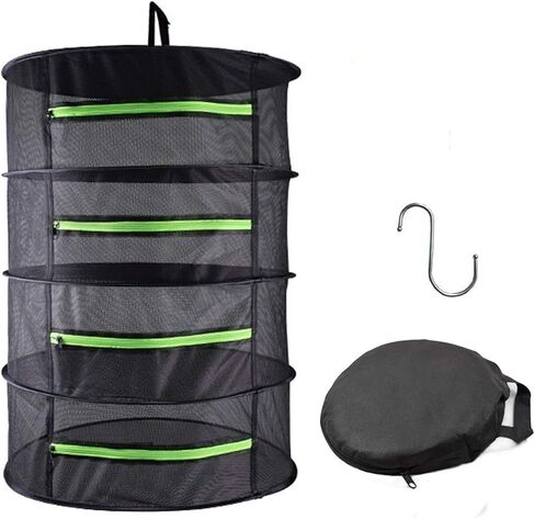 Drying Rack Net Dryer 4 Layer 2ft Black W/Green Zippers Hydroponics Drying Rack Herbs for Plant Bud Seed,Plant Racks for Weed,Mesh Hanging Plant Dry,Herb Dry,for Garden Outdoor Bud Tea in Saudi Arabia