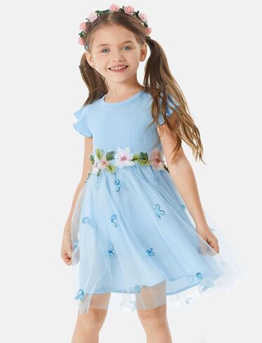 PATPAT Girl's Tulle Dress Tutu Party Birthday Poster Formal Fancy Flower Princess Dresses in Kuwait