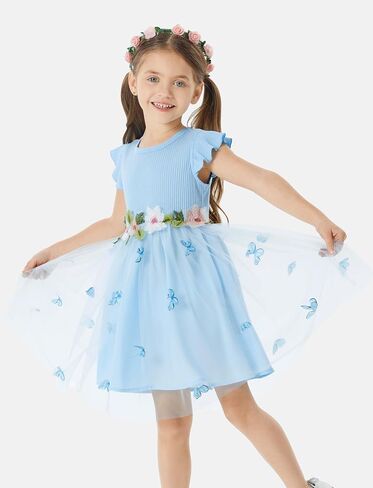 PATPAT Girl's Tulle Dress Tutu Party Birthday Poster Formal Fancy Flower Princess Dresses in Kuwait