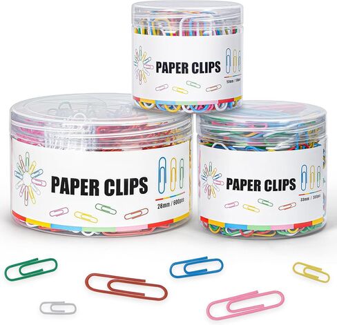 1800 Paper Clips Assorted Sizes Large, Medium and Small, Durable and Rustproof, Paperclips for Office School and Personal Use, Office Supplies Document Organizing (50mm, 33mm, 28mm) (Silver) in Saudi Arabia