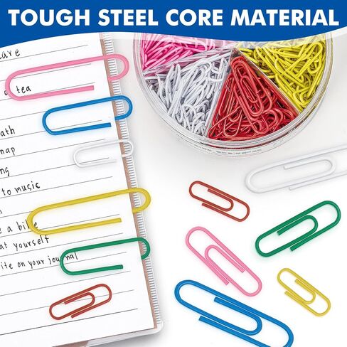 1800 Paper Clips Assorted Sizes Large, Medium and Small, Durable and Rustproof, Paperclips for Office School and Personal Use, Office Supplies Document Organizing (50mm, 33mm, 28mm) (Silver) in Saudi Arabia