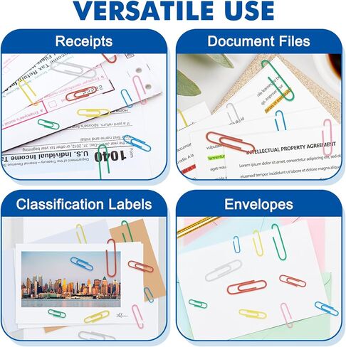 1800 Paper Clips Assorted Sizes Large, Medium and Small, Durable and Rustproof, Paperclips for Office School and Personal Use, Office Supplies Document Organizing (50mm, 33mm, 28mm) (Silver) in Saudi Arabia