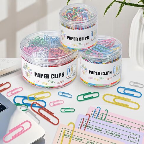 1800 Paper Clips Assorted Sizes Large, Medium and Small, Durable and Rustproof, Paperclips for Office School and Personal Use, Office Supplies Document Organizing (50mm, 33mm, 28mm) (Silver) in Saudi Arabia