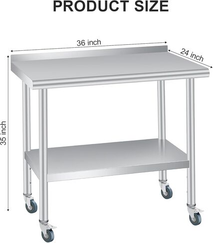 طاولة الإعدادية من الفولاذ المقاوم للصدأ ، 60 × 24 بوصة ، مع باكسبلاش ، ونفس قابلة للتعديل ، طاولة شاقة تجارية مع قابلة للتعديل تحت الرف للاستخدام في الهواء الطلق ، والمطاعم ، والفنادق ، والأعمال in Kuwait