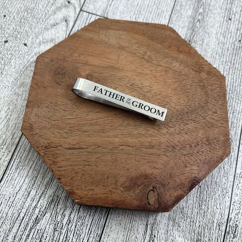 Father of the Groom Tie Clip- Personalized Tie Bar Wedding Stainless Steel Dad Personalized Laser Engraved Parent Wedding Gift For Him Tie in Saudi Arabia