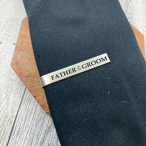 Father of the Groom Tie Clip- Personalized Tie Bar Wedding Stainless Steel Dad Personalized Laser Engraved Parent Wedding Gift For Him Tie in Saudi Arabia