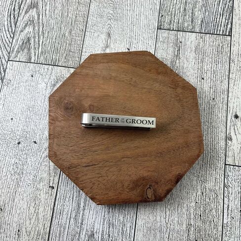 Father of the Groom Tie Clip- Personalized Tie Bar Wedding Stainless Steel Dad Personalized Laser Engraved Parent Wedding Gift For Him Tie in Saudi Arabia