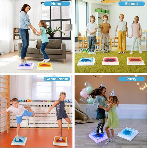 Art3d 12×12 Inch Sensory Interactive Blue Liquid Motion Tiles for Toddlers Kids & Adult - Touch Sensitive 7 Color Changing Flooring Tile for Home Décor, Indoor & Outdoor Activities, 1-Pack in Saudi Arabia