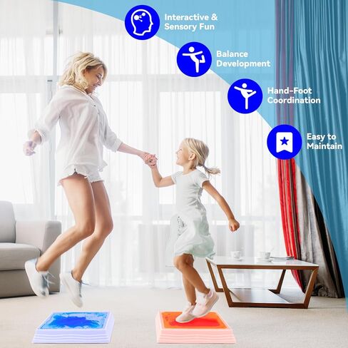 Art3d 12×12 Inch Sensory Interactive Blue Liquid Motion Tiles for Toddlers Kids & Adult - Touch Sensitive 7 Color Changing Flooring Tile for Home Décor, Indoor & Outdoor Activities, 1-Pack in Saudi Arabia