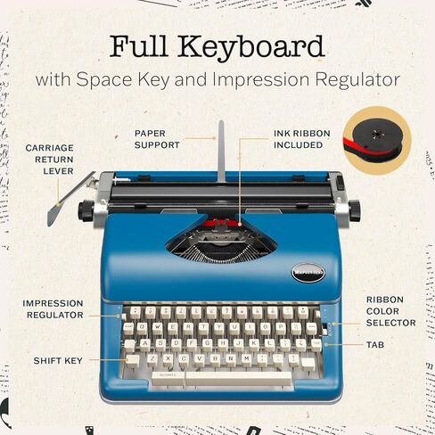 آلة كاتبة يدوية Maplefield - آلة كاتبة كلاسيكية حقيقية - ديكور مكتب لطيف للمنزل والمكتب - إعداد سهل، هدية رائعة للكتاب والمؤلفين - رائعة للكتاب والمؤلفين (أحمر) in Kuwait