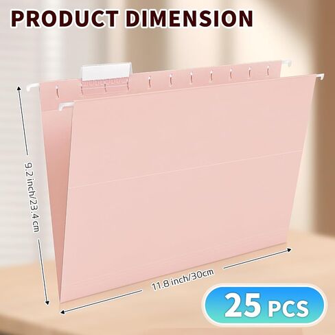 25-Pack Pastel Hanging File Folders, Letter Size (8.5"x11") with 1/5-Cut Tabs,35 Transparent Label Cards, 50 Sticker Labels–Home Office & Filing Cabinets in Kuwait
