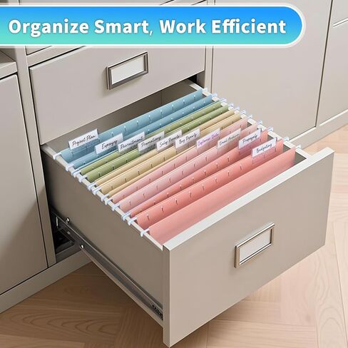 25-Pack Pastel Hanging File Folders, Letter Size (8.5"x11") with 1/5-Cut Tabs,35 Transparent Label Cards, 50 Sticker Labels–Home Office & Filing Cabinets in Kuwait