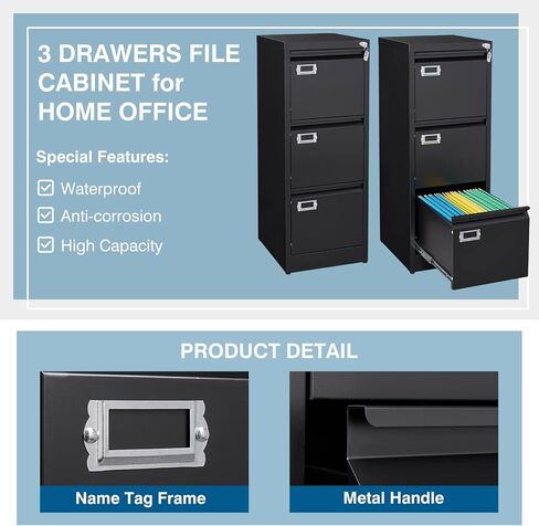 4 خزانة ملفات درج ، خزائن ملفات عمودية مع قفل ، خزائن الملفات المعدنية لمكتب المنزل ، أدراج تخزين مضادة للرسالة لرسالة/قانوني/A4/F4 (التجميع المطلوب ، الأسود) in Kuwait