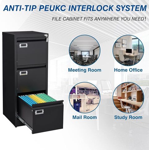 4 خزانة ملفات درج ، خزائن ملفات عمودية مع قفل ، خزائن الملفات المعدنية لمكتب المنزل ، أدراج تخزين مضادة للرسالة لرسالة/قانوني/A4/F4 (التجميع المطلوب ، الأسود) in Kuwait