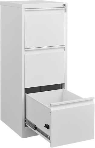 3 Drawer File Cabinet with Lock, Vertical File Cabinets for Home Office, Metal Filing Cabinets, Heavy Duty Steel Lockable Filing Storage Cabinet for Letter/Legal/A4/F4 Size Files White in Saudi Arabia