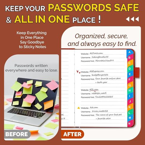 Password Keeper Book with Colorful Alphabetical Tabs, Small Internet Password Book for Seniors, Password Organizer for Website Logins (Sage Green, 4.7''x6.2'') in Kuwait