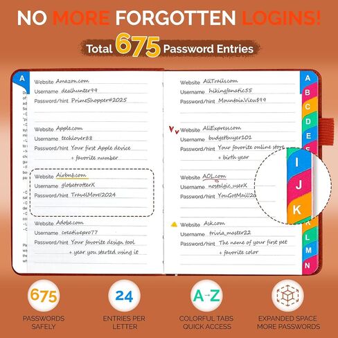 Password Keeper Book with Colorful Alphabetical Tabs, Small Internet Password Book for Seniors, Password Organizer for Website Logins (Sage Green, 4.7''x6.2'') in Kuwait