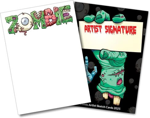5 Zombie Sketch Cards - Artist Trading - Zombify Characters - 2.5 x 3.5 - Smooth Surface - 32 Pt - Great Gift for Artists, Sketchers, and Illustrators in Saudi Arabia