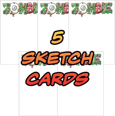 5 Zombie Sketch Cards - Artist Trading - Zombify Characters - 2.5 x 3.5 - Smooth Surface - 32 Pt - Great Gift for Artists, Sketchers, and Illustrators in Saudi Arabia