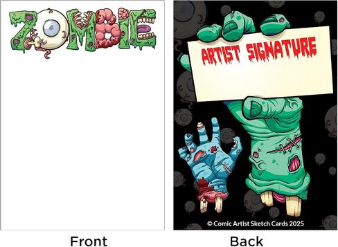 5 Zombie Sketch Cards - Artist Trading - Zombify Characters - 2.5 x 3.5 - Smooth Surface - 32 Pt - Great Gift for Artists, Sketchers, and Illustrators in Saudi Arabia
