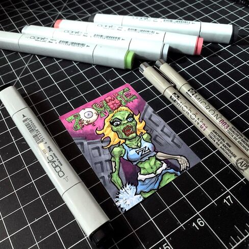 5 Zombie Sketch Cards - Artist Trading - Zombify Characters - 2.5 x 3.5 - Smooth Surface - 32 Pt - Great Gift for Artists, Sketchers, and Illustrators in Saudi Arabia
