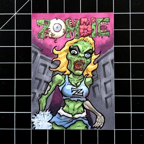 5 Zombie Sketch Cards - Artist Trading - Zombify Characters - 2.5 x 3.5 - Smooth Surface - 32 Pt - Great Gift for Artists, Sketchers, and Illustrators in Saudi Arabia