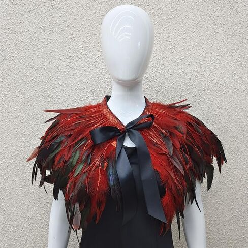 Sequin Feather Cape Collar for Women – Shoulder Shawl Cloak with Ribbon Tie – Christmas Party Costume Accessory (Natural color) in Saudi Arabia