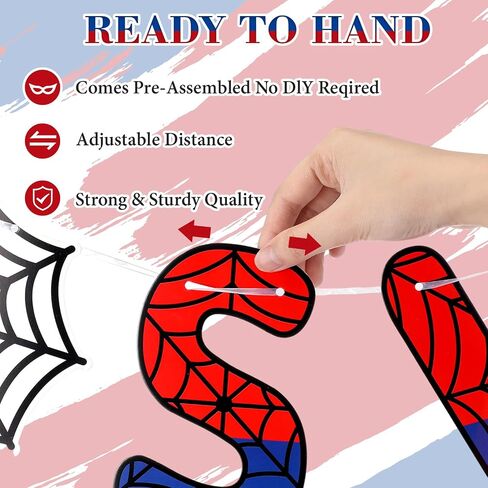 TaoBary Spider Theme 3rd Birthday Banner, Pre-strung Swinging into 3 Banner, Spider 3rd Birthday Decorations Party Supplies for Kids, Decor for 3 Year Old Boys Girls in Kuwait