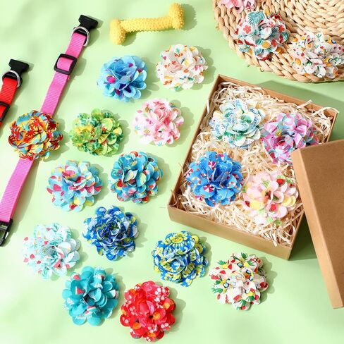 50 Pcs Christmas Dog Collar Flowers Bulk Santa Dog Bow Tie Flower Grooming Charms Accessories for Cat Pets Collar Attachment Embellishment Xmas Party Costume in Saudi Arabia