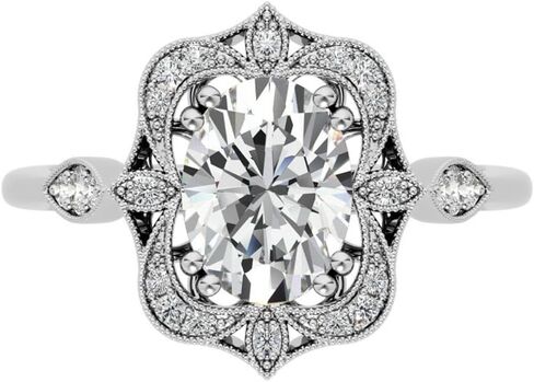 2 CT Oval Cut Moissanite Engagement Ring Set For Women Wedding Bridal Sets Antique Vintage Style Halo 925 Silver 10K 14K 18K Solid Gold Anniversary Promise Gifts in Kuwait