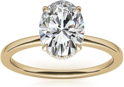 2-3 CT Oval قطع الخاتم Moissanite خاتم الخطوبة مجموعة صغيرة الفرقة الذهب/Silver Solitaire Hidden-Halo الزفاف مجموعات الزفاف هدية خاتم الذكرى لها in Saudi Arabia