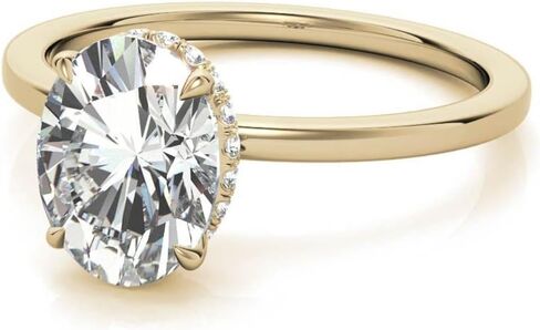 2-3 CT Oval قطع الخاتم Moissanite خاتم الخطوبة مجموعة صغيرة الفرقة الذهب/Silver Solitaire Hidden-Halo الزفاف مجموعات الزفاف هدية خاتم الذكرى لها in Saudi Arabia