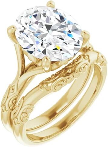 10K/14K/18K خاتم الخطوبة المصنوع من الذهب الأصفر الصلب ، 3-5CT مقطوع Moissanite Solitaire ، خاتم زفاف الماس للنساء/لها ، والذكرى السنوية/اقتراح خاتم ، VVS1 (4.5 CT) in Kuwait