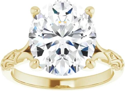 10K/14K/18K خاتم الخطوبة المصنوع من الذهب الأصفر الصلب ، 3-5CT مقطوع Moissanite Solitaire ، خاتم زفاف الماس للنساء/لها ، والذكرى السنوية/اقتراح خاتم ، VVS1 (4.5 CT) in Kuwait