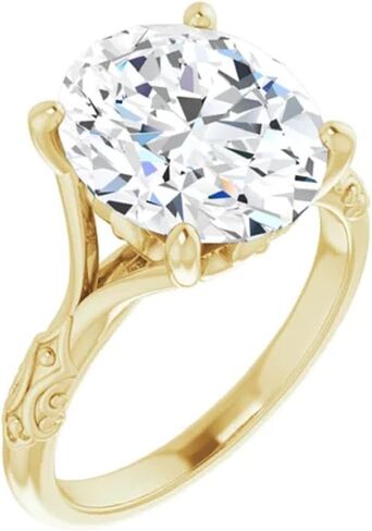 10K/14K/18K خاتم الخطوبة المصنوع من الذهب الأصفر الصلب ، 3-5CT مقطوع Moissanite Solitaire ، خاتم زفاف الماس للنساء/لها ، والذكرى السنوية/اقتراح خاتم ، VVS1 (4.5 CT) in Kuwait