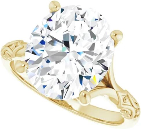 10K/14K/18K خاتم الخطوبة المصنوع من الذهب الأصفر الصلب ، 3-5CT مقطوع Moissanite Solitaire ، خاتم زفاف الماس للنساء/لها ، والذكرى السنوية/اقتراح خاتم ، VVS1 (4.5 CT) in Kuwait
