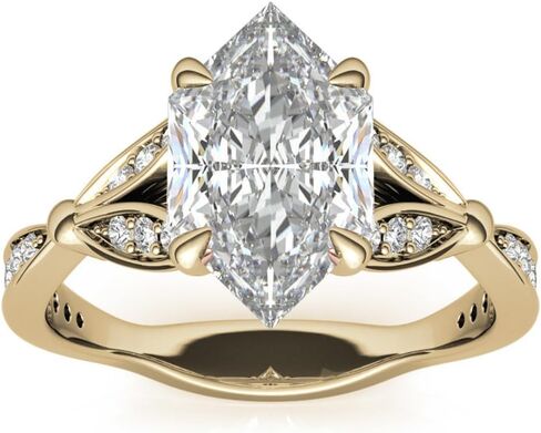 2CT-4CT Dutch Marquise Cut Moissanite Wedding Ring Set for Women Solitaire Split Shank Bridal Handmade Ring, Promise Gifts for Her (2 CT, Yellow) in Saudi Arabia