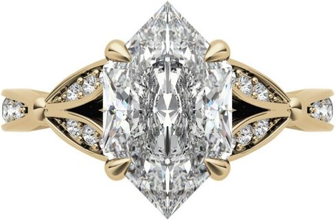 2CT-4CT Dutch Marquise Cut Moissanite Wedding Ring Set for Women Solitaire Split Shank Bridal Handmade Ring, Promise Gifts for Her (2 CT, Yellow) in Saudi Arabia