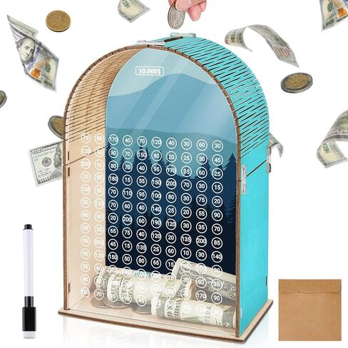MHJY Money Saving Box Box Wooden Money Box for Cash 10000 Saving Exclude Challenge Bank Bank Piggy Bank للبالغين. in Saudi Arabia