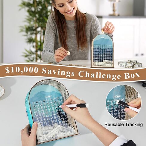 MHJY Money Saving Box Box Wooden Money Box for Cash 10000 Saving Exclude Challenge Bank Bank Piggy Bank للبالغين. in Saudi Arabia
