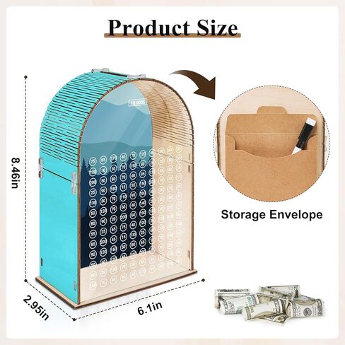 MHJY Money Saving Box Box Wooden Money Box for Cash 10000 Saving Exclude Challenge Bank Bank Piggy Bank للبالغين. in Saudi Arabia